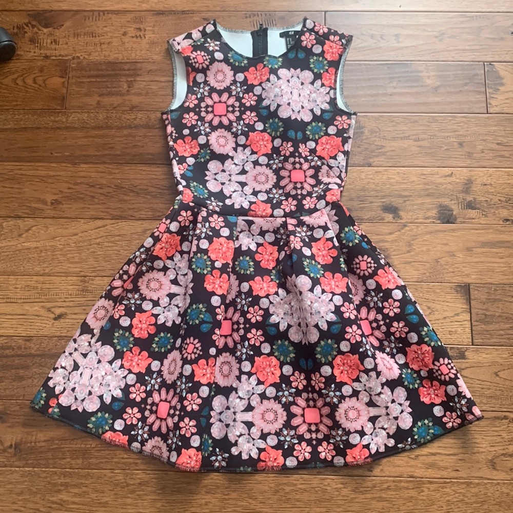 Jewel/Floral Patterned A-Line Dress